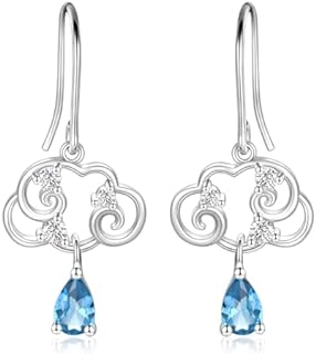 French Wire Back Cubic Zirconia Cloud Raindrop Sterling Silver Dangle Earrings for Women and Girls