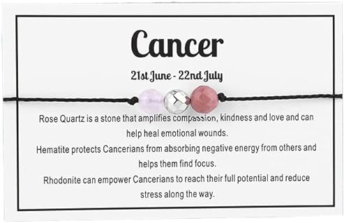 Adjustable 12 Zodiac Sign Bead Bracelets with Rope Chain and Unique Clasp, Natural Stone and Crystal for Spiritual Harmony, Perfect Gift for Couples and Friends