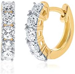 Lab Grown Diamond Huggie Hoop Earrings for Women | 1/2-1 CT TW Real 14K Gold Huggie Earrings | Certified GH VS SI Diamonds | Stunning Diamond Jewelry for Women