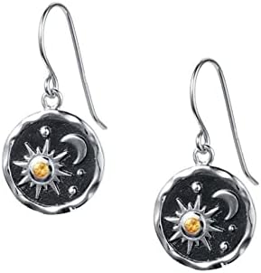 Journey Studio Sun Moon Dangle Earrings Round Pendant Drop Earring Bohemian Hook Earring Statement Earrings for Women Girls