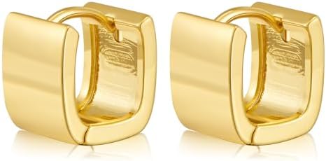 Brass Rectangle Hoop Dangle Earrings with Hinged Hoop for Women- Elegant and Lightweight Jewelry Gift