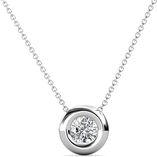 Round Lab Grown Diamond 0.60 ct Donut Bezel Set Women Solitaire Pendant Necklace 14K Gold