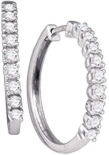 Dazzlingrock Collection 0.53 Carat (ctw) 1/2ct-Diamond Hoops Earrings, 10K White Gold