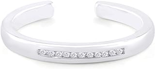 925 Sterling Silver Channel Set Round White Natural Diamond Accent Toe Ring Adjustable