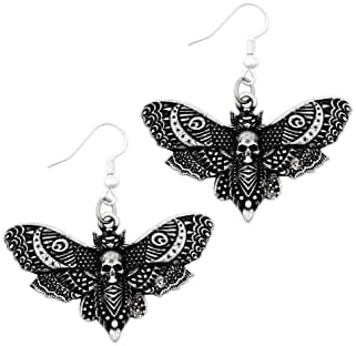 HAQUIL Vintage Moth Skull Zinc Dangle Drop Earrings with French Wire Back Finding, No Gemstone