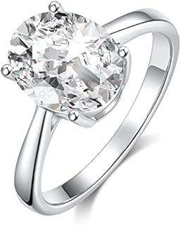 SecreTalk 3ct Moissanite Engagement Promise Ring for Women - Oval Cut Diamond Wedding Band 925 Sterling Silver D Color VVS with Certificate of Authenticity