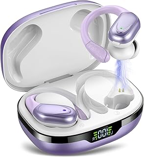 CASCHO Écouteurs Bluetooth pour Running avec 60H dautonomie, Annulation de Bruit, et Étanchéité IPX7 - Idéal pour les amateurs de sport. Blanc Violet