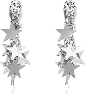 Elegant Zinc Silver Clip-On Earrings with Secure Push-Back Design for Women - Lightweight, Non-Pierced Style, Perfect Gift