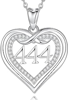 CELESTIA Sterling Silver Double Heart Pendant with Cubic Zirconia & Rolo Chain - Angel Number Design Women's Necklace