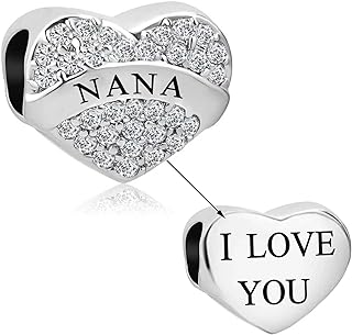 Chili Jewelry Copper Nana Charm Bracelet with Clear Crystal Heart for Mom, Aunt, Daughter, Grandma - Compatible with Pandora Bracelets