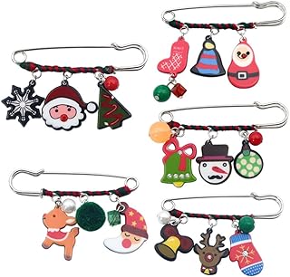 5Pc Vintage Clown Brooch Set with Pin Clasp, Designed for Festive Fashionistas, Exhibits Cartoon & Holiday Motifs, Made of Durable Alloy Material