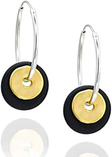 Chic Onyx Hoop Earrings for Women in 925 Sterling Silver with Hinged Hoop, Endless Design
