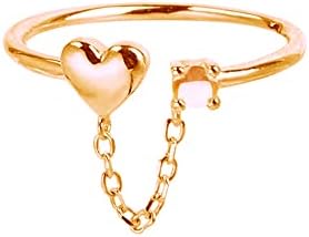 Adjustable Sterling Silver Wedding Ring with Cubic Zirconia Tiny Love Heart Design for Women and Teen Girls