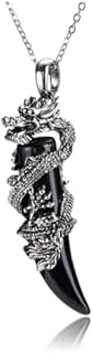 Jovivi Crystal Dragon Necklace for Men Women Dragon Wrapped Healing Stone Pendant Necklace Retro Cool Mens Crystal Necklaces Natural Gemstone Quartz Spiritual Jewelry
