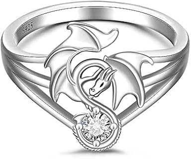 Dragon Ring for Women Sterling Silver Cool Dragon Rings Wedding Engagement Friendship Vintage Jewelry Gothic Halloween Christmas Gifts