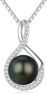 Pearl Necklaces for Women,Pearl Pendant Necklace Sterling Silver Box Chain Single Pearl Necklace jewelry Gifts for Christmas Anniversary Birthday Wedding Celebration Occasion