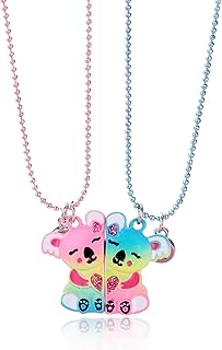 Hifot Collier Bff en Argent pour 2 Filles, avec Pendentif Koala Coloré, Ajustable jusqu'à 51 cm, Anti-rouille et Durable. Parfait pour Anniversaire et Occasion Spéciale