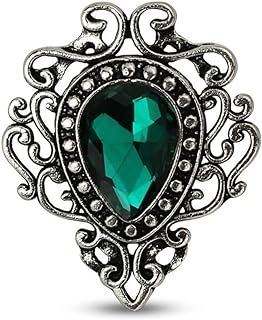 Retro Hollow Flower Waterdrop Gemstone Brooch for Women