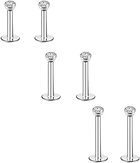 CrazyPiercing 6Pcs 16G 6-10MM Stainless Steel Lip Rings Nose Studs Piercing Internally Threaded