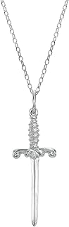 Sterling Silver Dagger Sword Pendant Necklace, 18"