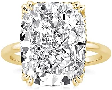 6.0ct Elongated Cushion Cut Engagement Ring for Women,18K Gold Plated Sterling Silver Simulated Diamond Promise Ring