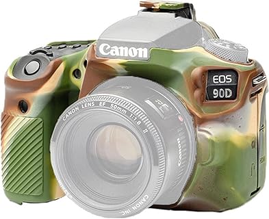 easyCover Silicone Camouflage Cover for Canon 90D Cameras, Weighing Just 0.2 Kg, Offers Complete Protection with Custom Fit and Secure Grip for Photography Enthusiasts and Outdoor Use