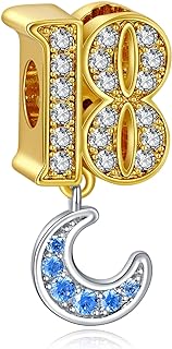 Cubic Zirconia-Embellished Number Charm Bracelet in 925 Sterling Silver for Women - Rimgoris Dangle Design