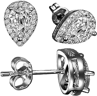 Kuschelkatze Lemon Drop Teardrop Sterling Silver Stud Earrings for Women - Dainty imitation diamond Earrings for Women, Friend Birthday Gift