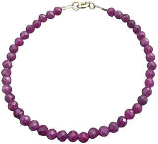 Cubic Bead Chain Ruby Anklet with Lobster Claw Clasp for Women - Classic Design