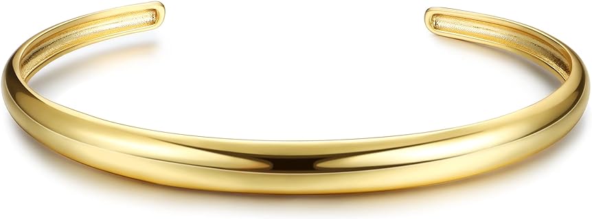 HAIAISO Gold Bracelets 18K Gold Plated Twisted Chunky Bangle Bracelet Plain Polished Adjustable Cuff Bangle Bracelet for Women