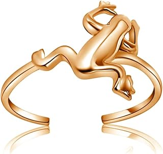 Hoops & Loops 925 Sterling Silver Jumping Frog Toe Ring for Women Men Teen Girls, Silver, Yellow Gold & Rose Gold