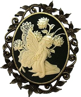 Yspace Cameo Brooch Pin Classic Decor Antique Brass Necklace Combination Fashion Jewelry Pouch for Gift