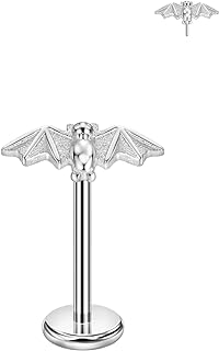 Threadless Push Pin Bat Nose Ring, Crafted from 316L Surgical Steel, Ideal for Halloween, Suitable for Various Piercings