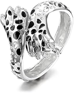 Unleash Your Wild Side with the BriLove Crystal Box Chain Leopard Cuff Bracelet for Women