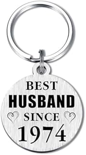 50th Anniversary Keepsake Keychain with Double-Sided Engraving, Durable Stainless Steel by TANWIH