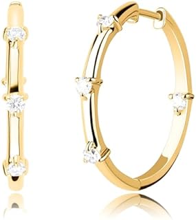 Sterling Silver Lab Grown Diamond Hoop Earrings with Hidden Closure for Women in Chic Designs by MAX + STONE