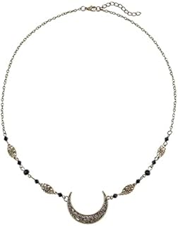 Adjustable Clasp Moon Head Chain with Sparkling Crystals, Vintage Alloy Hair Accessory for Women and Girls - Boho Crescent Shape Design
