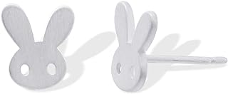 Push-Back Sterling Silver Bunny Rabbit Stud Earrings - Hypoallergenic, Nickel-Free Jewelry for Women with Unique Matte Finish Design