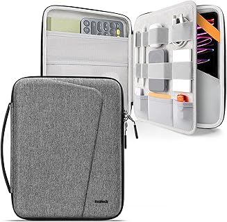 Inateck Housse Antichoc en EVA Rigide pour iPad Pro 12.9 Pouces, Grande Capacité, Zips YKK Doubles, et Bandes Élastiques, Gris. Idéal pour Professionnels et Étudiants