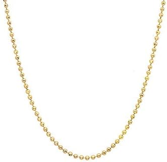 14K Yellow Or White Gold 1.5mm Shiny Non-Diamond Cut Shiny Bead Bead Chain Necklace for Pendants and Charms with lobster-Claw Clasp (16", 18" or 20inch)