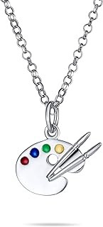 Monet-Inspired Painter's Palette Pendant Necklace with Sterling Silver Chain for Women, Teens, and Art Teachers - Vibrant Enamel Artistry Design