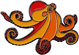 Ficsowy Octopus Brooch Pin for Women Men Enamel Lapel Pins Sea Animal Brooches Badges Gift: Clothing & Accessories