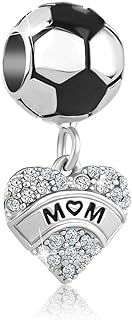 LovelyCharms Football Mom Love Heart Bead for Charms Bracelet