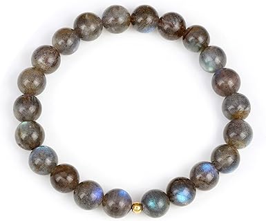 No-Clasp Labradorite Bead Bracelet - Bead Chain Labradorite - Ideal for Unisex - 8mm Stretch Design