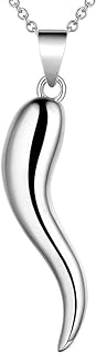 925 Sterling Silver Lucky Italian Horn Pendant Necklace Earrings Set Protection Amulet Jewelry for Women Men Silver/Black Gun/Gold Cornicello Talisman Necklace Gift with Gift Box