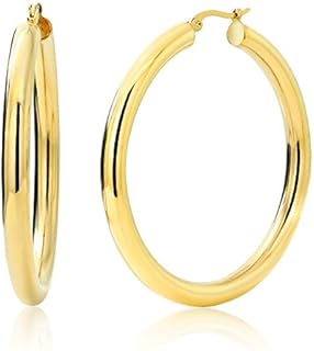 2 Inch Yellow Stainless Steel Hoop Earrings with Hinge and Notched Post by Gem Stone King