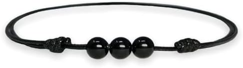 Adjustable Cord Black Tourmaline Bead Necklace - Unisex Choker Necklace for Men & Women - Grounding Pendant Design