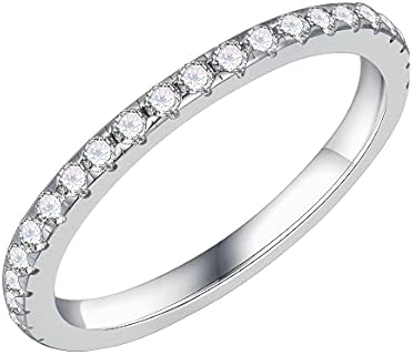 SMILEST 1.8MM Moissanite Full Eternity Wedding Band for Women, 0.55-0.7ct D Color VVS1 Clarity Lab Created Diamond Wedding Ring 14K White Yellow Rose Gold Vermeil Moissanite Eternity Rings Gifts