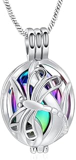 Yinplsmemory Dragonfly Urn Necklace for Ashes for Human/Pet Ashes Stainless Steel Hollow Memorial Locket Pendant Jar Keepsake Cremation Jewelry