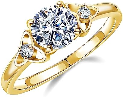 Moissanite Engagement Rings for Women 1ct D Color VVS1 Clarity Lab Grown Diamond Celtic Knot Wedding Rings 14K White/Yellow Gold Vermeil Sterling Silver Moissanite Rings